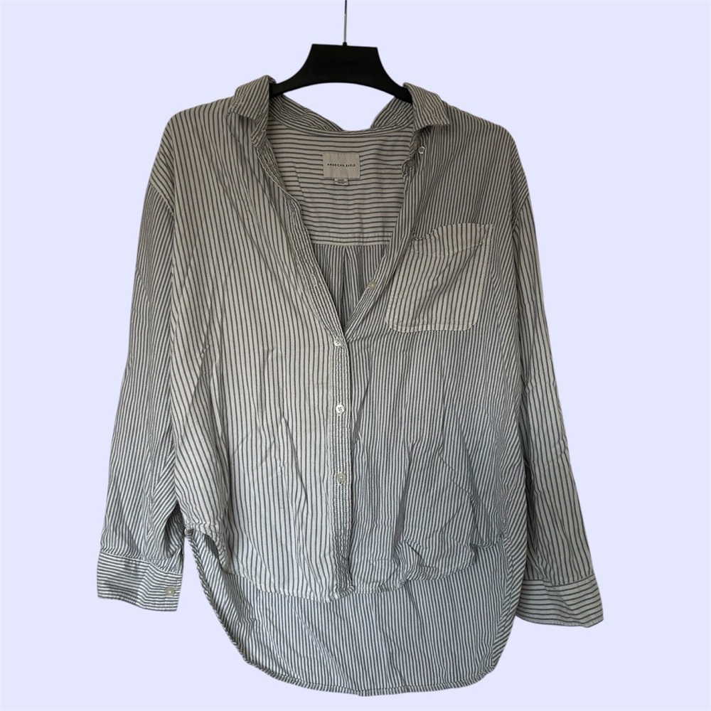 American Eagle Oversized Striped Button-Up Shirt size Medium